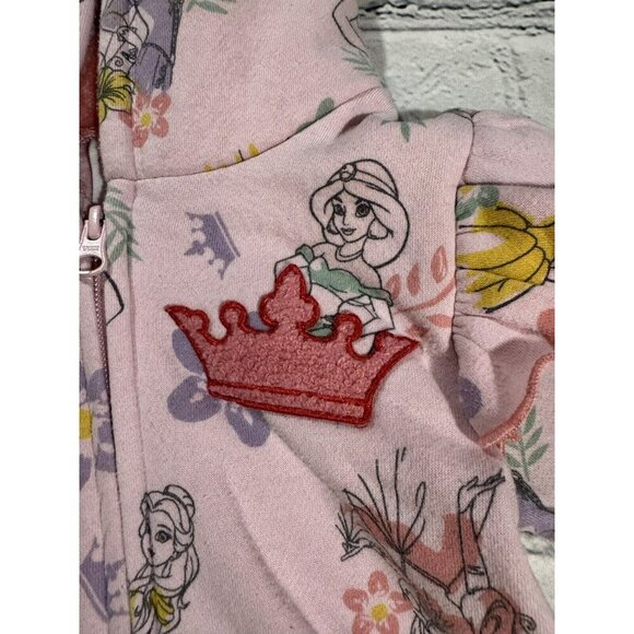 Disney Princesses Girls Hooded Zip Up Sweater Size 4t Pink - Picture 4 of 12